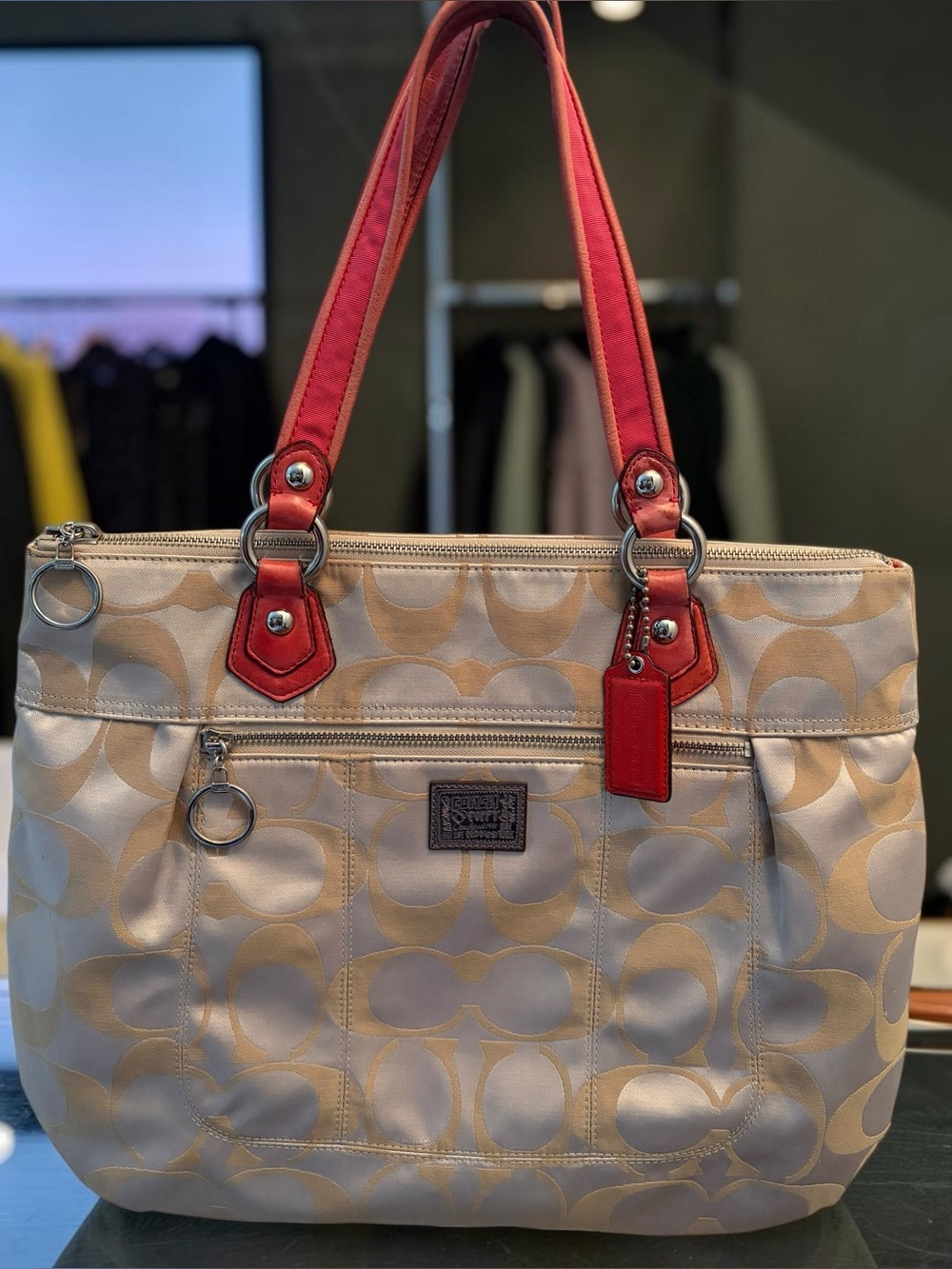 Coach Poppy Signature Canvas Glam Tote